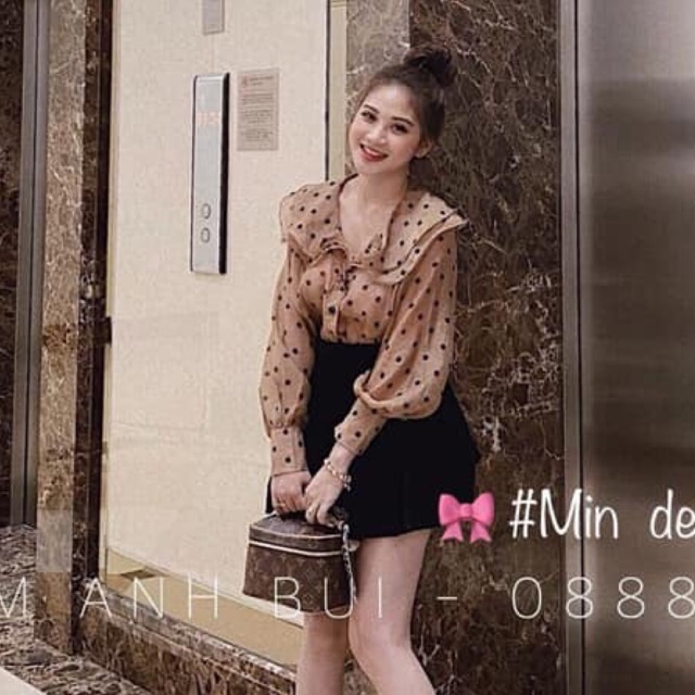 Sơmi chấm bi cổ bèo siêi xinh
