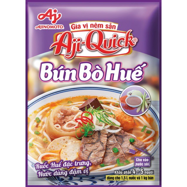 GIA VỊ NÊM SẴN PHỞ BÒ/ BÚN BÒ/ LẨU THÁI/ LẨU KIM CHI AJI-QUICK AJNOMOTO 57G