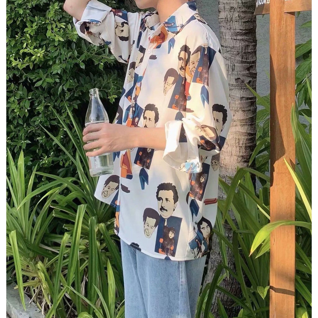 European and American style cartoon long-sleeved shirt for men