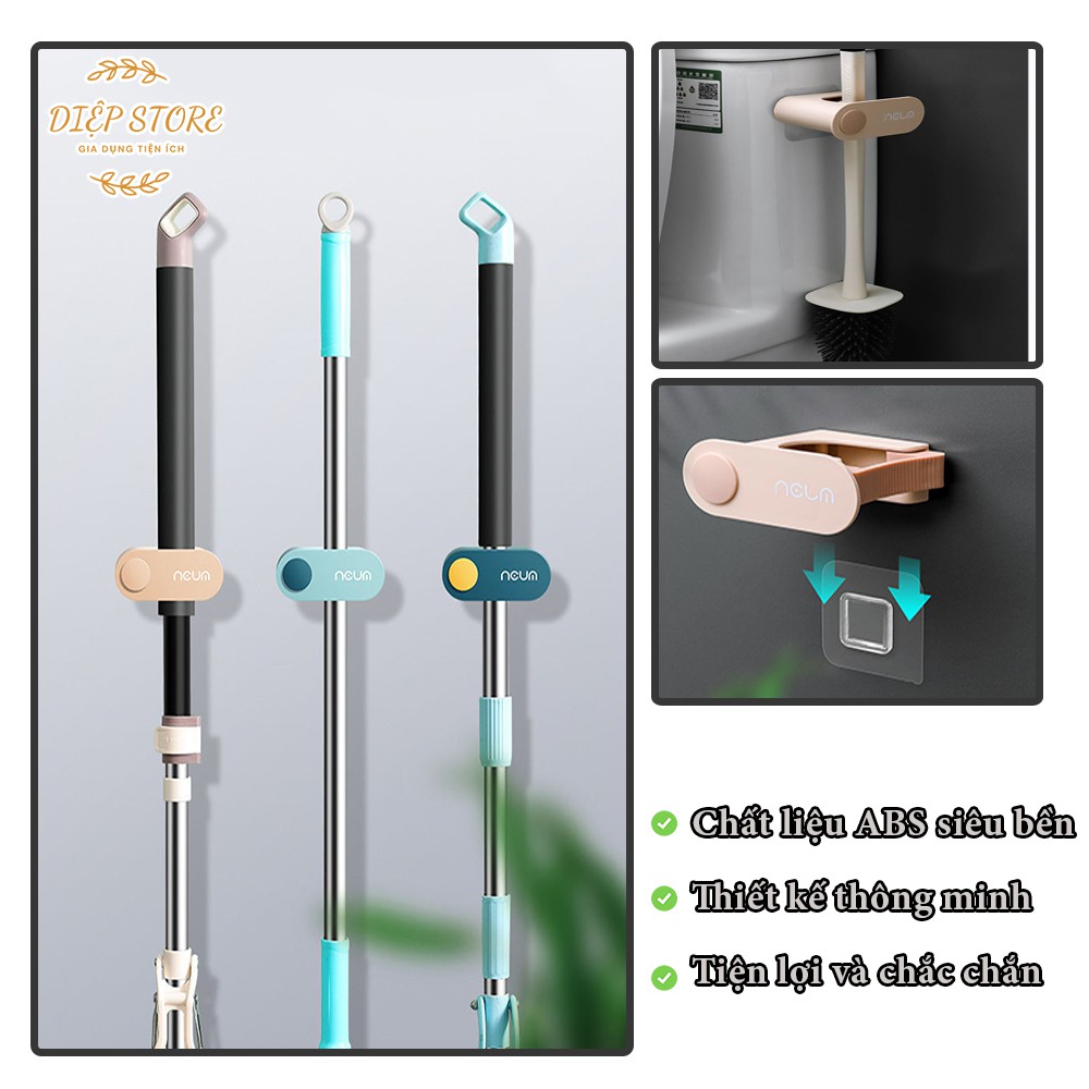 Móc treo cây lau nhà ❤️SALE❤️Móc dán tường chịu lực kẹp chổi lau nhà treo tường thiết kế đẹp mắt treo chổi lên sạch sẽ