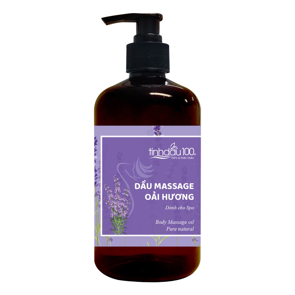 Dầu massage body oải hương (lavender) dành cho Spa, hương thơm thư giãn, trị liệu 500 ml - Tinh Dầu 100