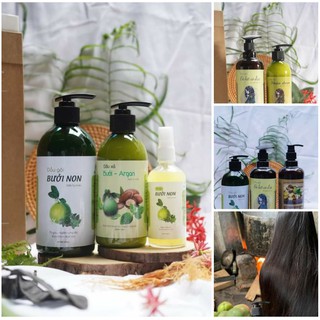 Combo dầu gội bưởi non 500m + dầu xả bưởi - argan 330m - 100% từ thiên nhiên - Làm đẹp cùng thiên nhiên