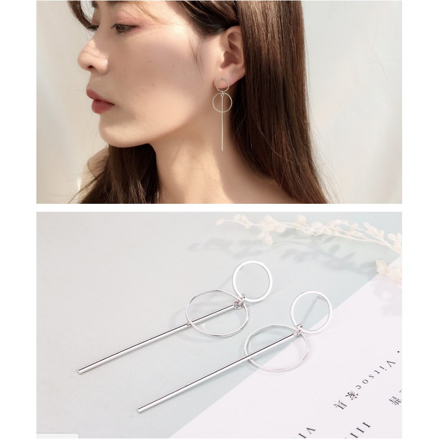 Khuyên tai bạc hàn quốc cá tính Hàn Quốc bông tai trang sức phụ kiện nữ phong cách mới lạ