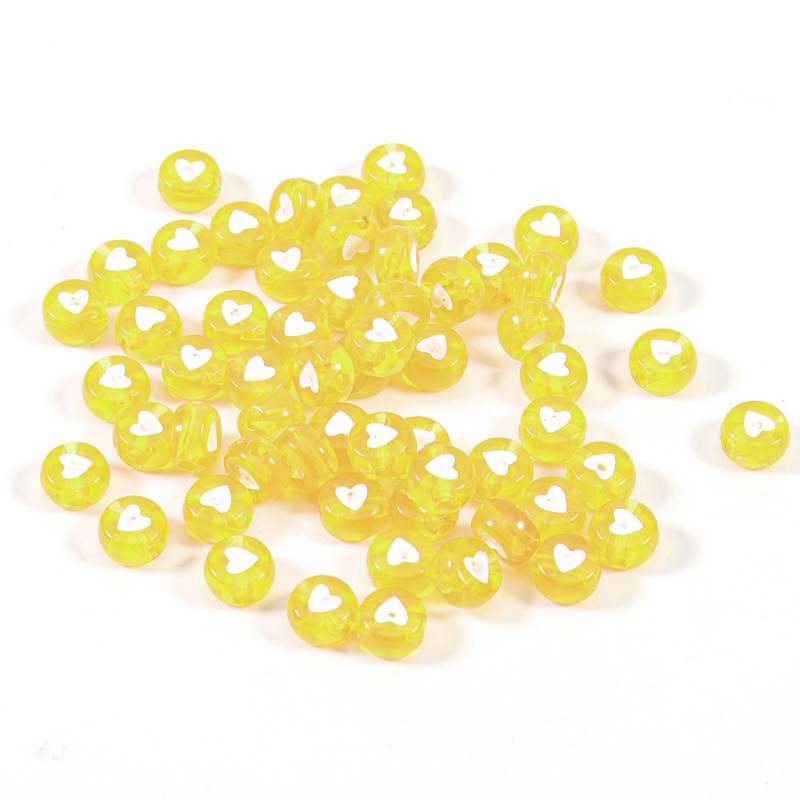 Set 100 Hạt Nhựa Acrylic Hình Trái Tim 7mm Nhiều Màu Dùng Làm Đồ Trang Sức Thủ Công