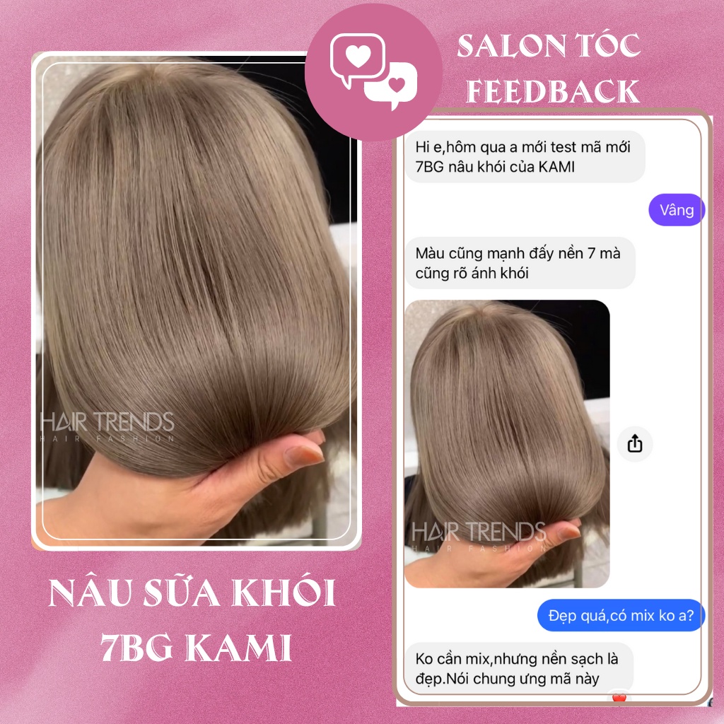 Thuốc nhuộm tóc màu NÂU SỮA không cần tẩy tóc-thuốc nhuộm collagen KAMI hairtrends [7BG]