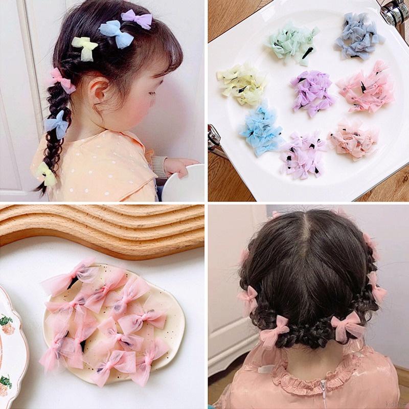 Set 10 kẹp tóc hình nơ dễ thương nhiều màu sắc dành cho bé gái