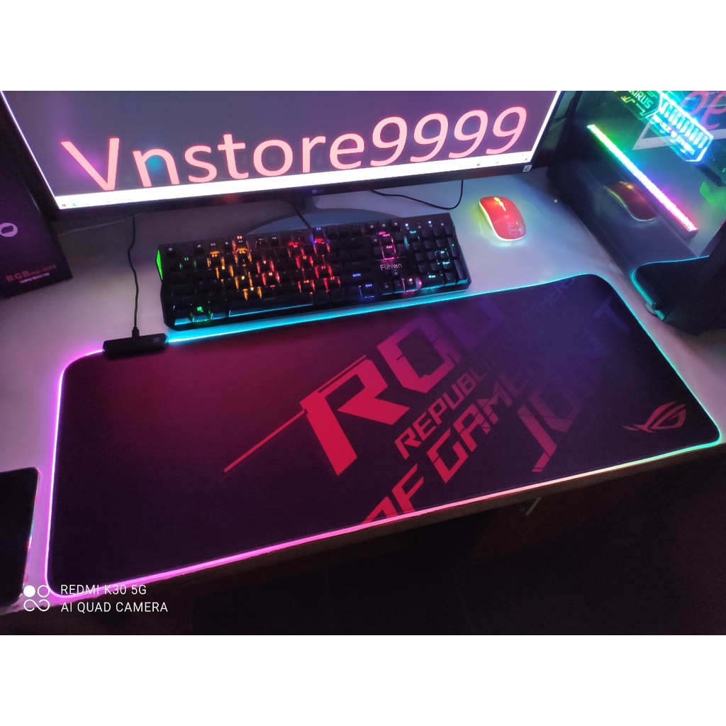 Pad chuột led rgb dày 4mm, lót chuột cỡ lớn 90x40cm siêu bền, hình ảnh sắc nét