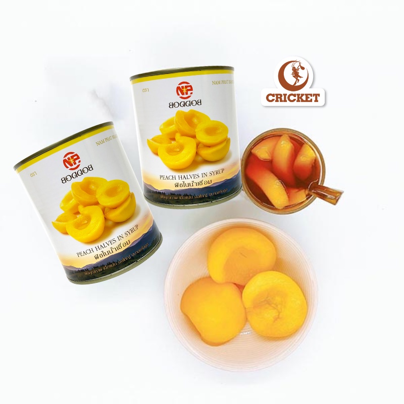 Đào ngâm Thái Lan BODDOB Hộp 820g Miếng Đào tươi giòn ngọt - Topping Trà Đào, Trà Trái Cây-Nguyên Liệu Trà Sữa CRICKET