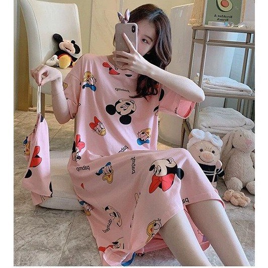 Váy Ngủ Cộc Tay Dáng Suông Nhiều Mẫu Siêu cute HT02