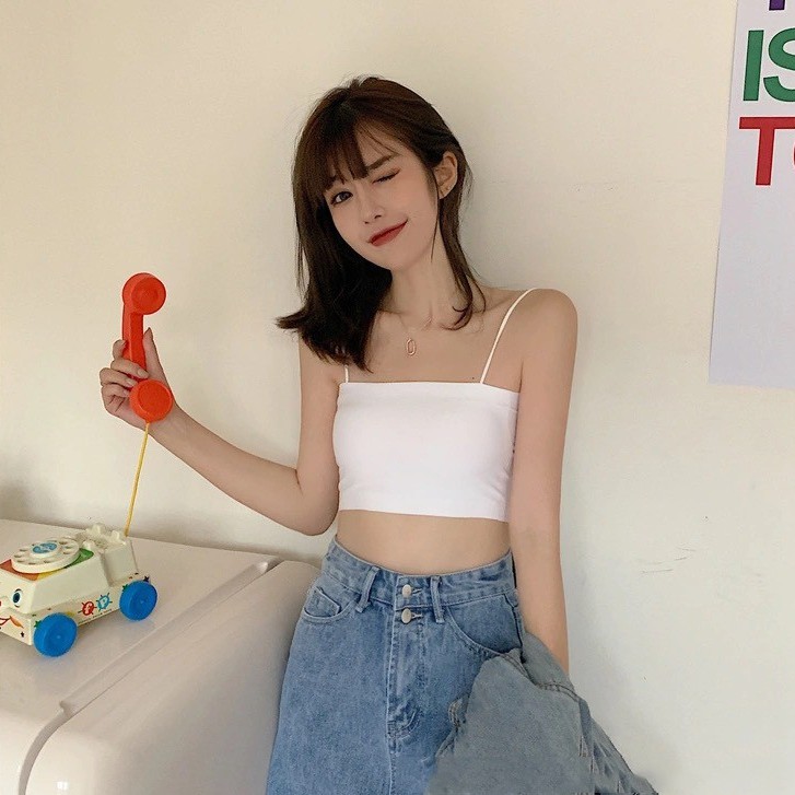 Áo quây 2 dây vải su màu trơn Koki