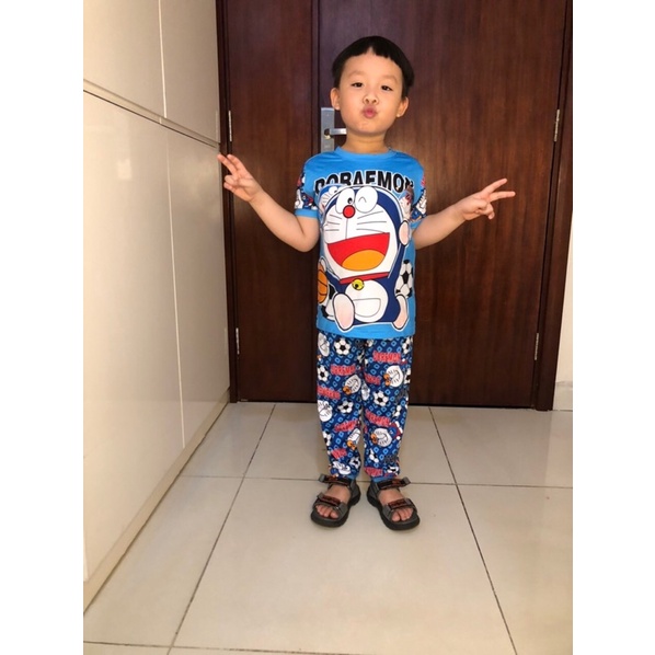 Set Đồ Bộ Cho Bé Trai 9-22 Kg Quần Dài Áo Thun Lạnh Cộc Tay Cho Bé 1-14 Tuổi In Hoạt Hình 3D Hot Trend