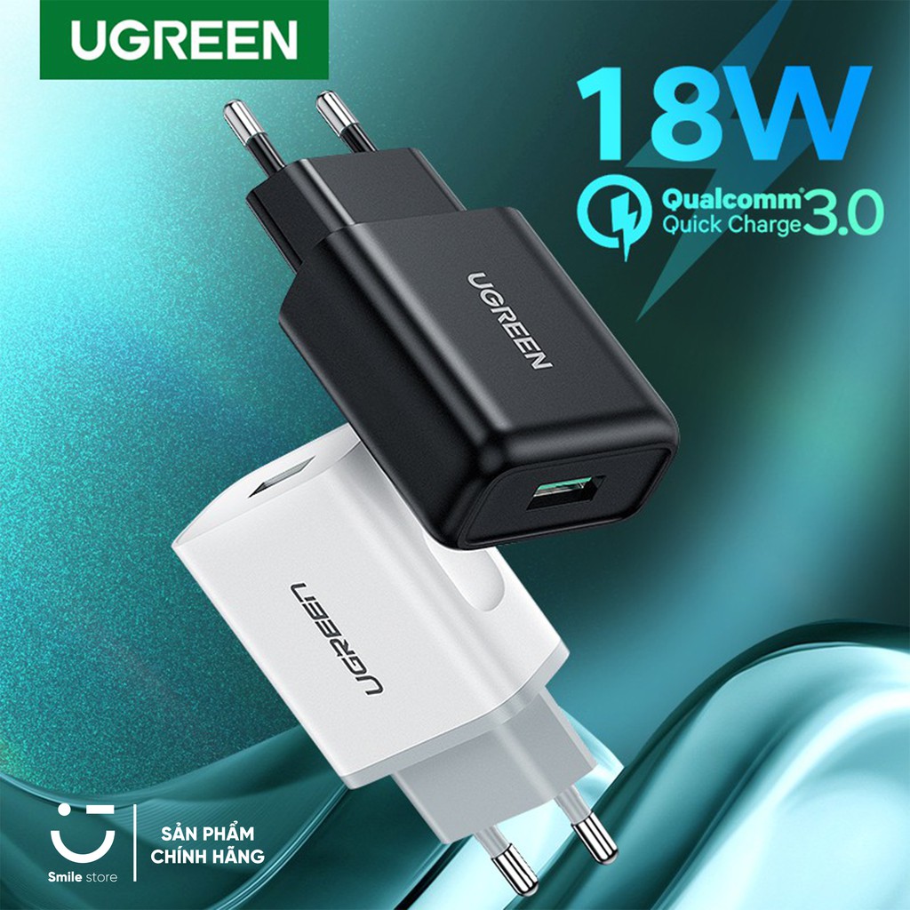 Củ Sạc Nhanh UGREEN QC 3.0 18W Chất Lượng Cao Hỗ Trợ QC 3.0 Dành Cho Samsung Xiaomi Oppo Realme Vsmart Và Máy Tính Bảng