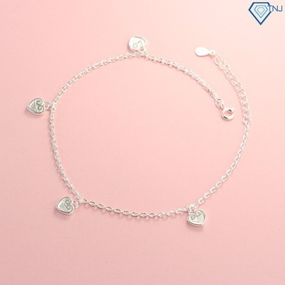 Lắc chân nữ bạc hình trái tim đính đá đơn giản LCN0069 Trang Sức TNJ
