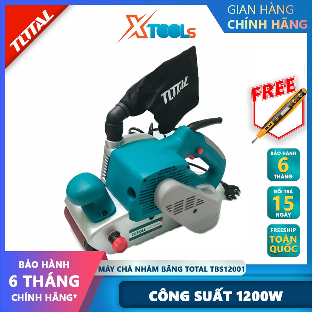 Máy chà nhám băng Total TBS12001 máy chà nhám gỗ cầm tay Công suất: 1200W Tốc độ không tải: 500 vòng / phút [XTOOLs]