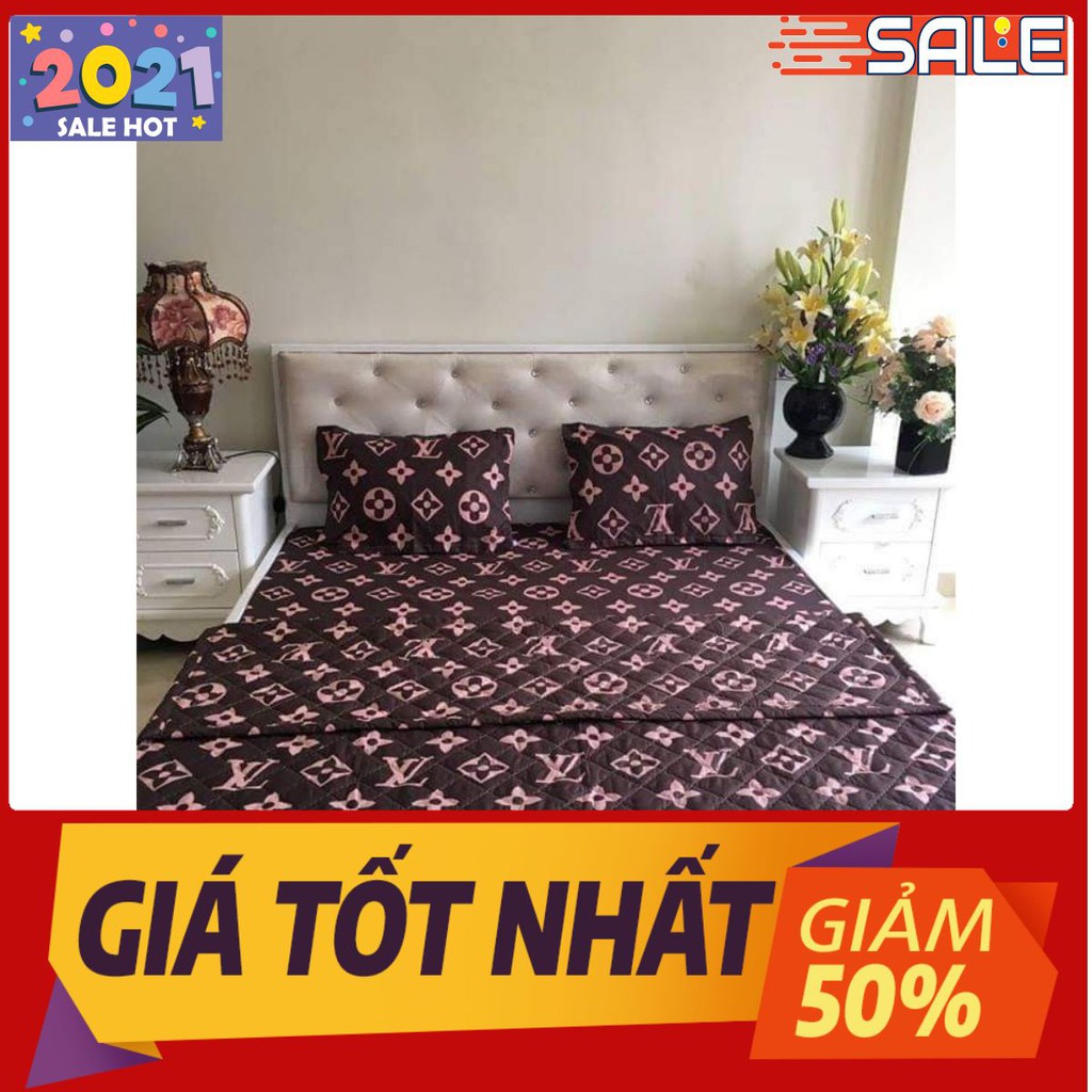 Bộ chăn hè trần bông ga gối 4 món đệm 1m5x2m