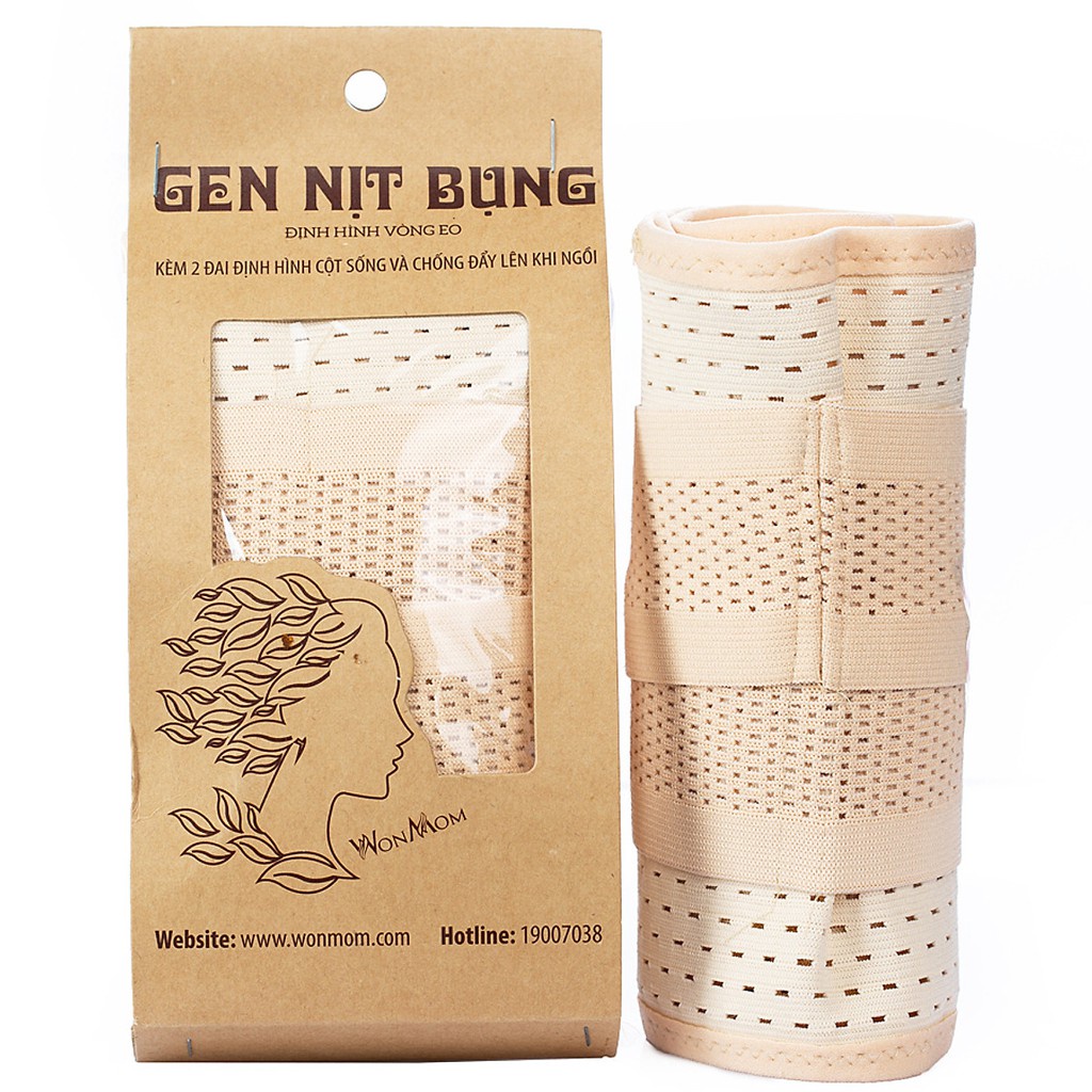 Gen nịt bụng WONMOM giảm mỡ bụng sau sinh hiệu quả, đai nịt bụng giảm eo, thon gọn - Cotton thoáng mát, màu da