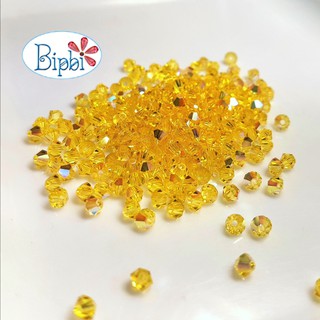 100 viên pha lê Tiệp màu vàng tươi xà cừ