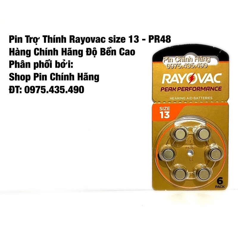 Pin Máy Trợ Thính Size 13 - PR48 Rayovac Vỉ 6 Viên