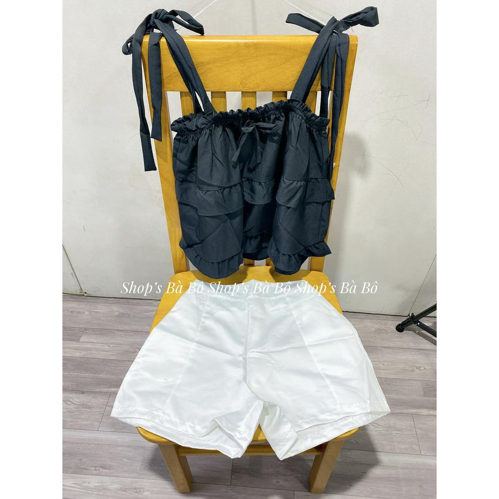Set hai dây cột mặc kèm quần short cho nữ mặc đi chơi rất bánh bèo, dễ thương, form đẹp