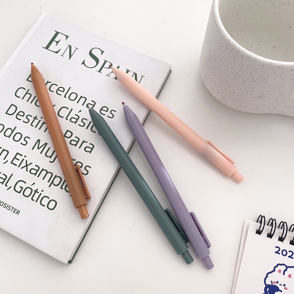 INS Macaroon Gel Pen Bút gel đen với vỏ màu phấn cổ điển Bút viết gel mờ 0,5mm văn phòng phẩm