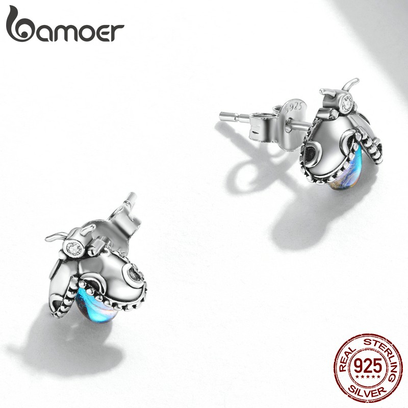 Bông tai Bamoer Sce1290 bạc 925 kiểu côn trùng độc đáo thời trang