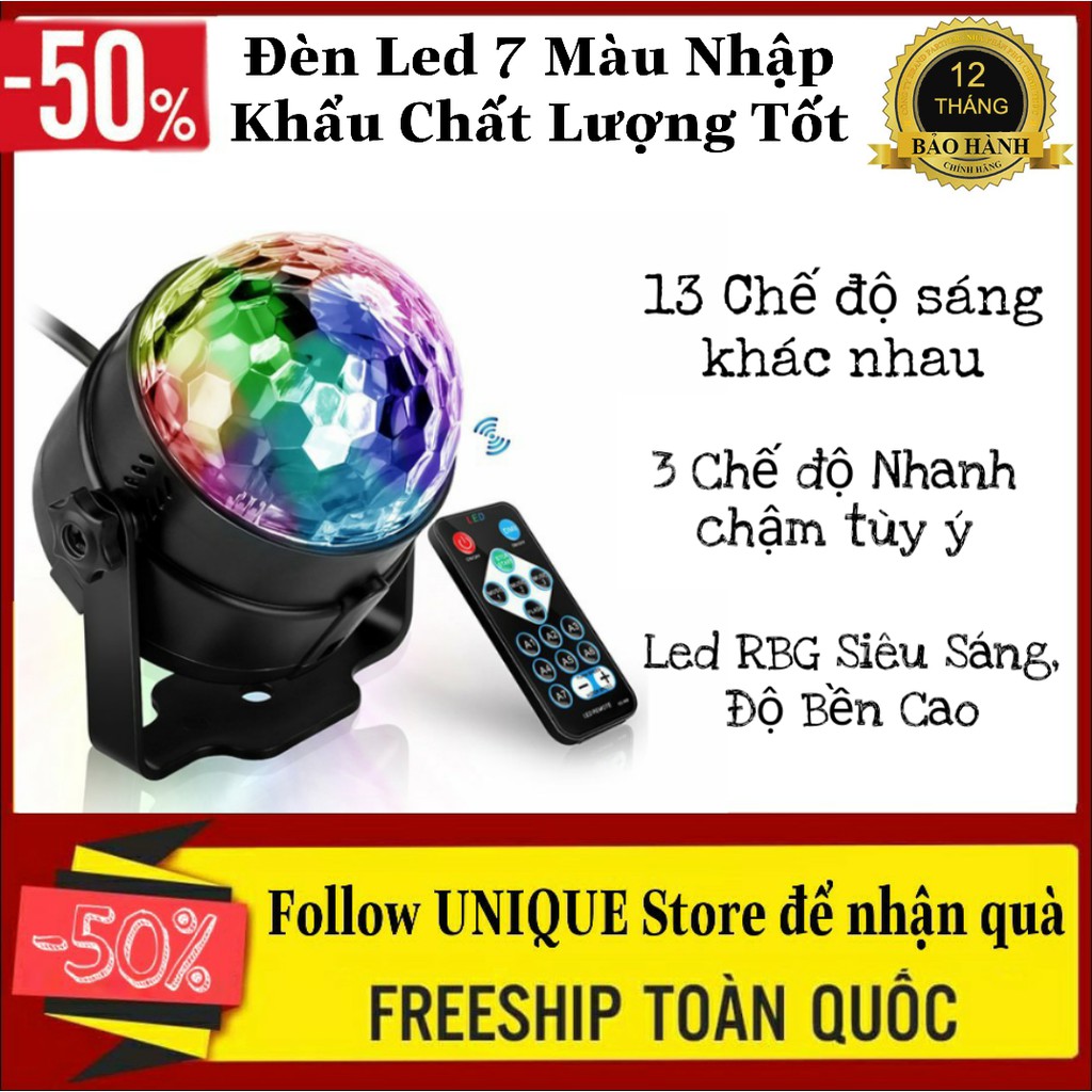 Đèn Led 7 Màu Vũ Trường Loại Có Điều Khiển Từ Xa, Nháy Theo Nhạc - Đèn Vũ Trường