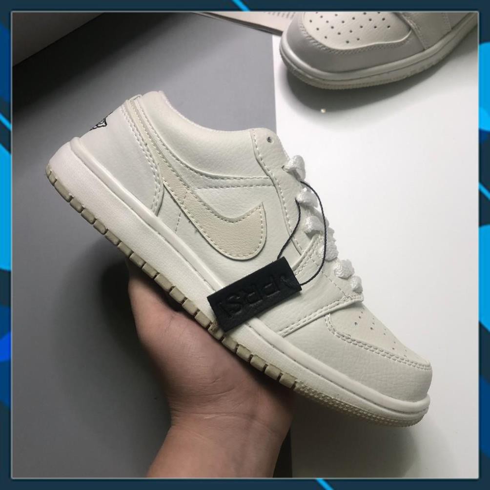 Giày Jordan 1, Giày Thể Thao JD1 Cổ Ngắn Màu Kem Đơn Giản Dễ Phối Đồ Full Size 36-43 | JDKT001