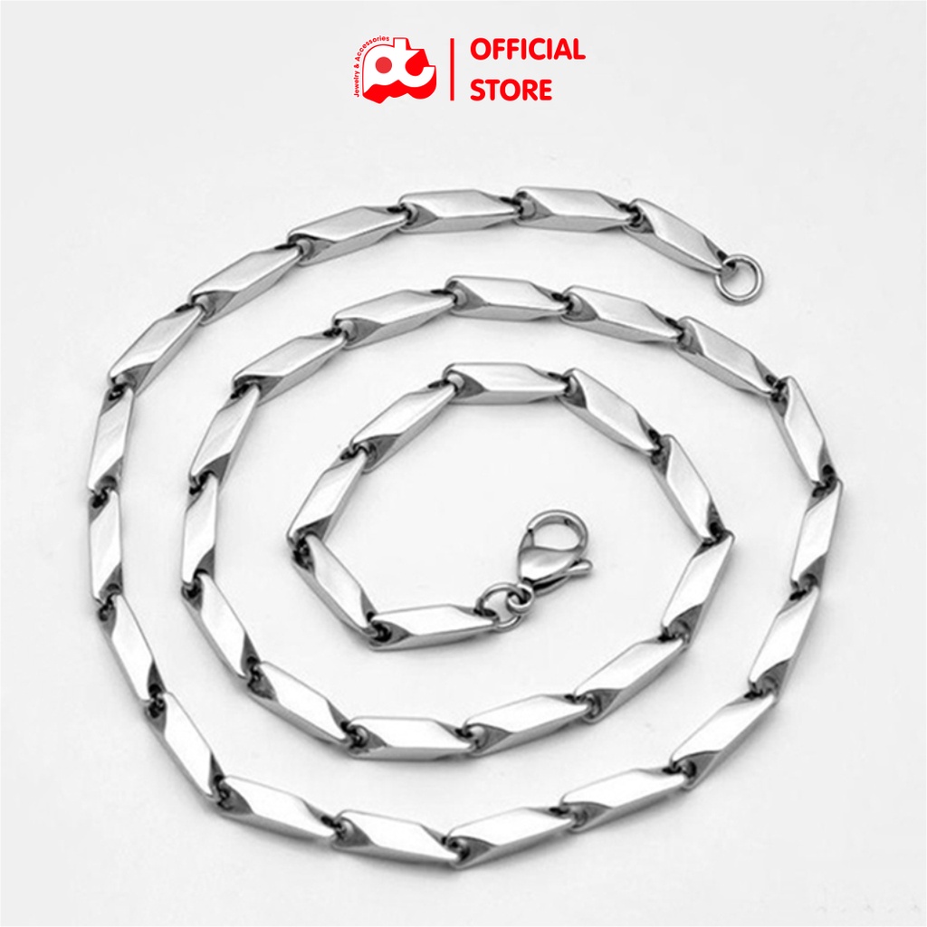 Dây chuyền cao cấp đẹp nam titan sang trọng thép không gỉ hỏa tiển trơn PT JEWELRY kích cỡ 4mm màu trắng PTDCNA14