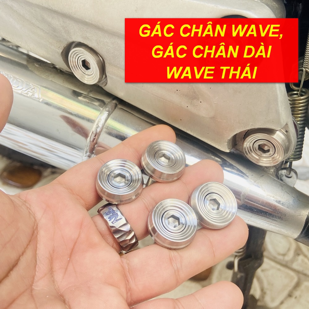 BỘ 04 ỐC GẮN PÁT GÁC CHÂN XE WAVE THÁI, KHÂU GẮN PAS GÁN CHÂN XE WAVE INOX 304 SÁNG BÓNG