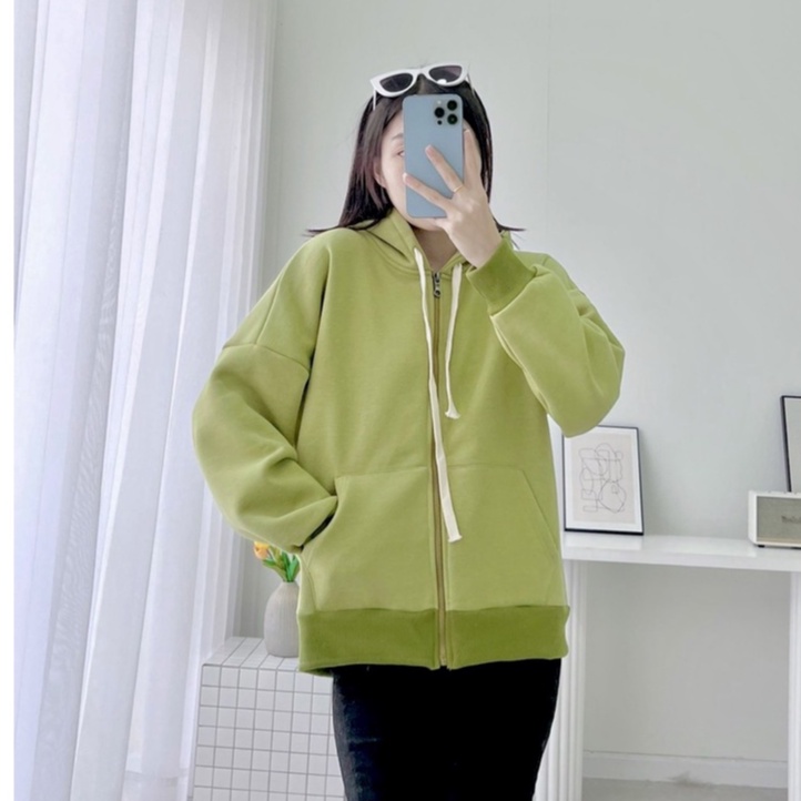 Áo khoác nỉ cotton Hoodie trơn phom nón rộng Nam Nữ Ulzzang Unisex