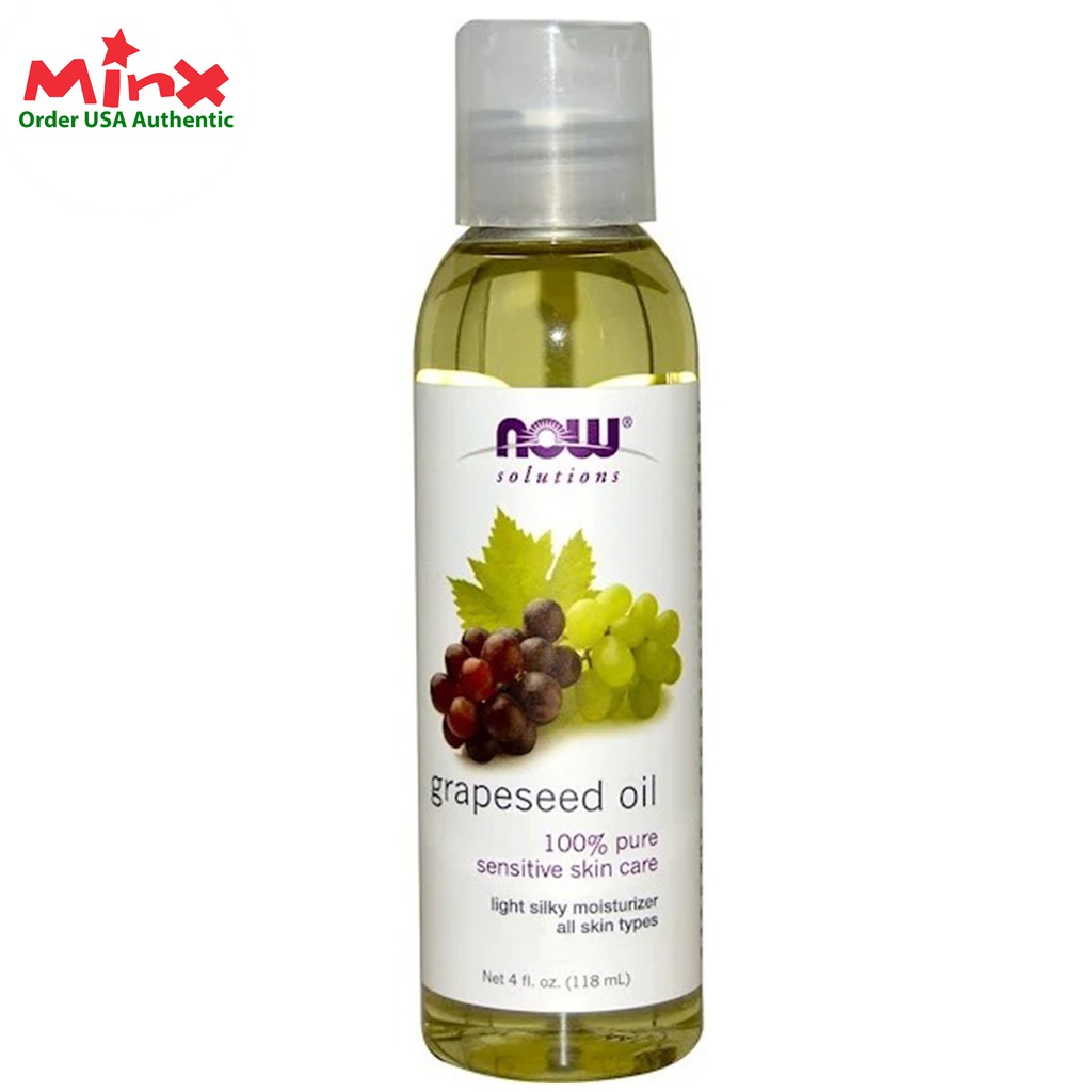 Grape Seed Oil Now Solutions - Dầu Hạt Nho (GrapeSeed Oil) - 118ml - Dầu dưỡng da Now