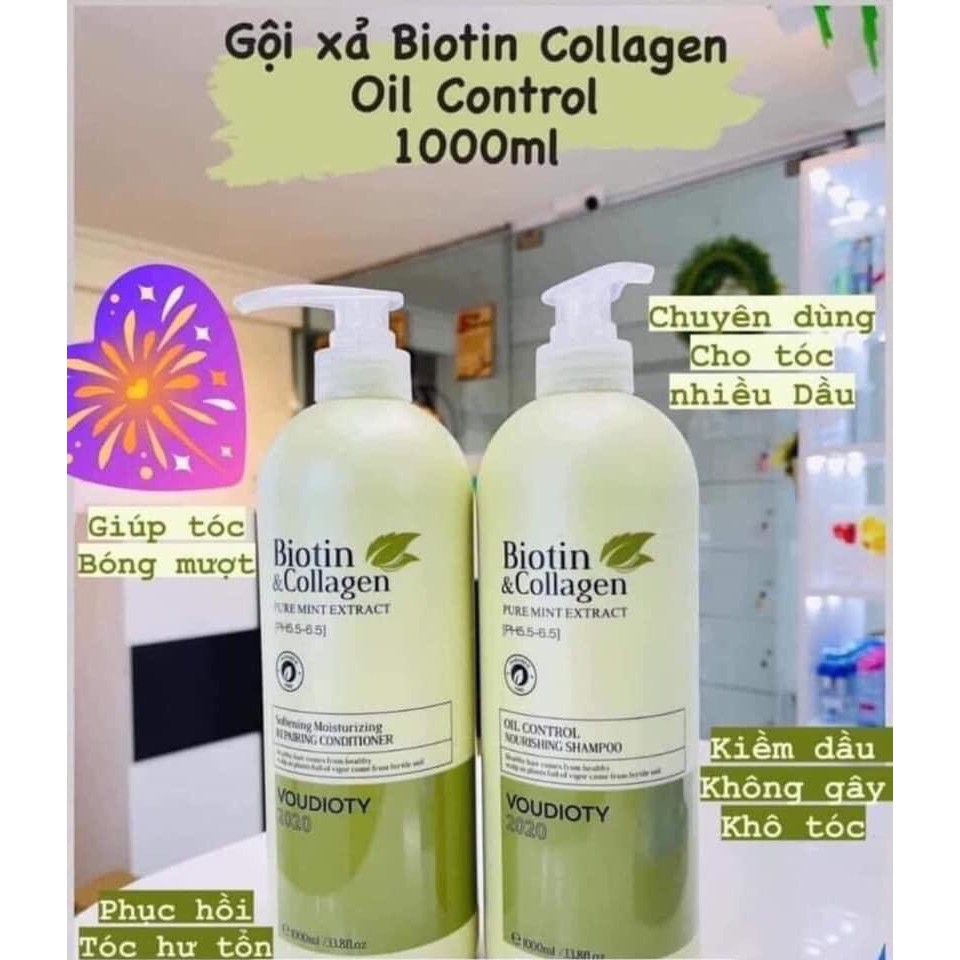 MẪU MỚI 2021 Bộ Gội Xả BIOTIN XANH LÁ 1000ml - Ngừa Gàu, Giảm Tóc Gãy Rụng, Phục Hồi Tóc Hư Tổn