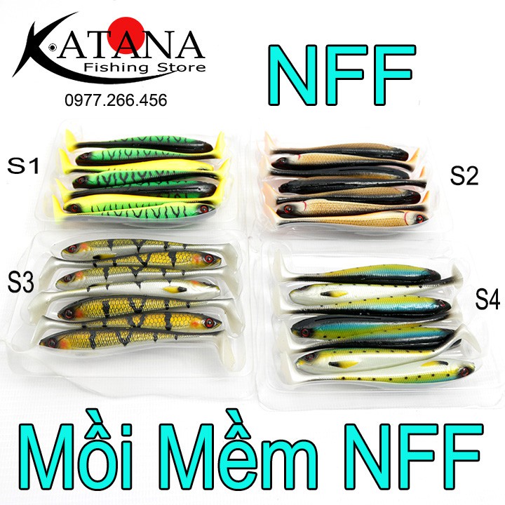 Mồi Mềm Câu Cá Lóc -Chẽm NFF Bộ 7 Con