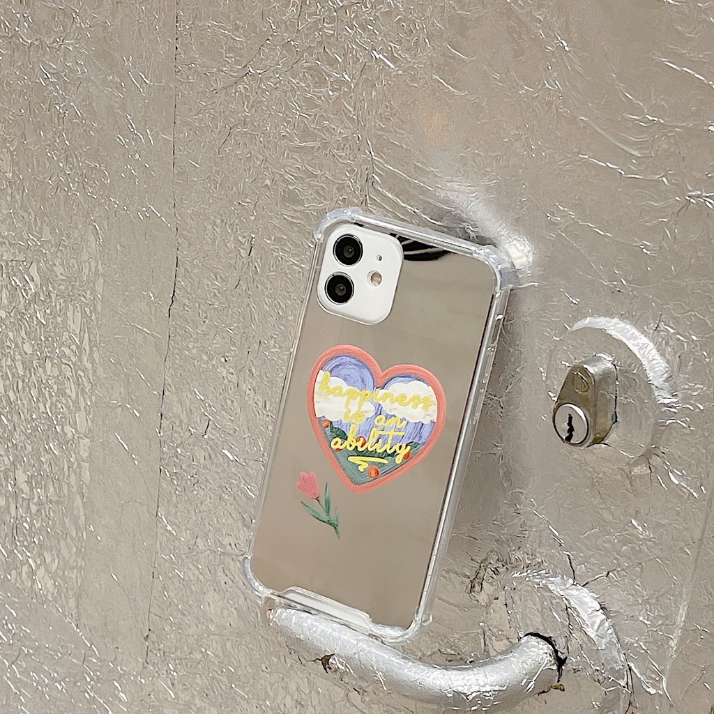 Ốp lưng iphone ốp Điện Thoại Mềm Gắn Gương Hình Trái Tim Hoạt Hình Cho iPhone 12 11 6/6plus/6s/6splus/7/7plus/8/8plus/x/xr/xs/11/12/Pro