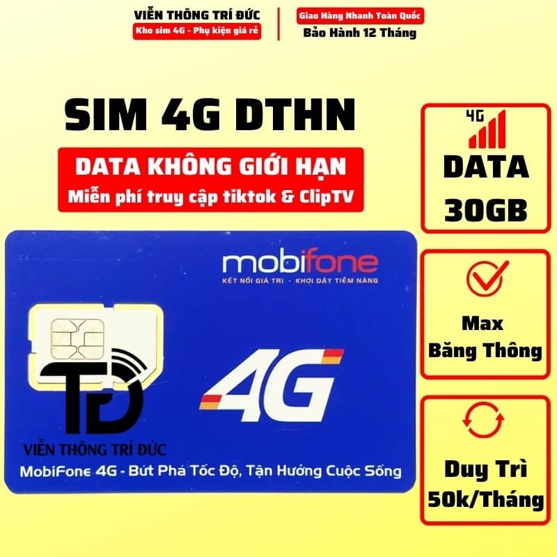 Siêu Sim Rôbot Data Mobiphone DTHN (1 tháng)