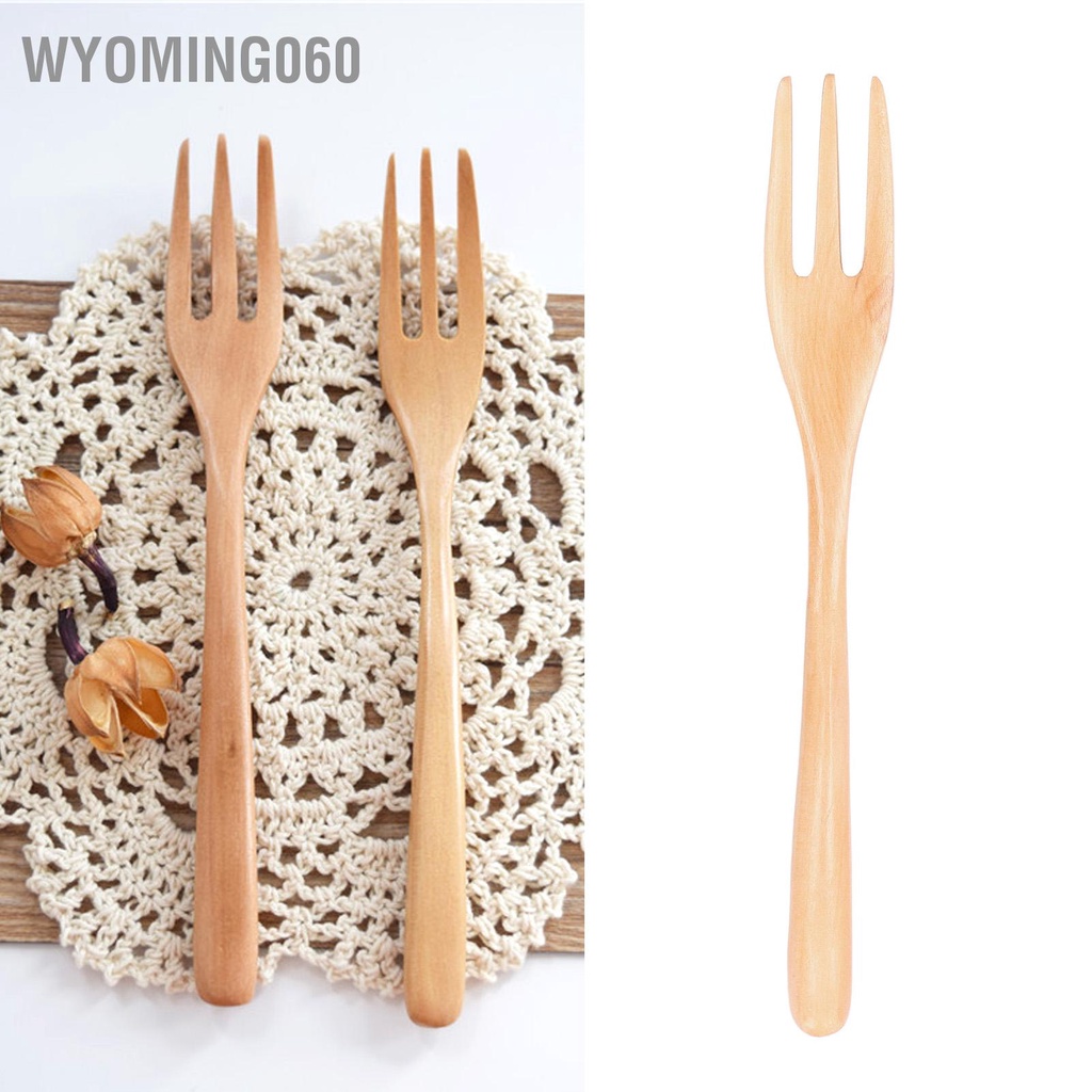 Wyoming060 Fruit Salad Fork Harmless Wooden Lunch Dessert Kitchen Cutlery for Office Outdoor