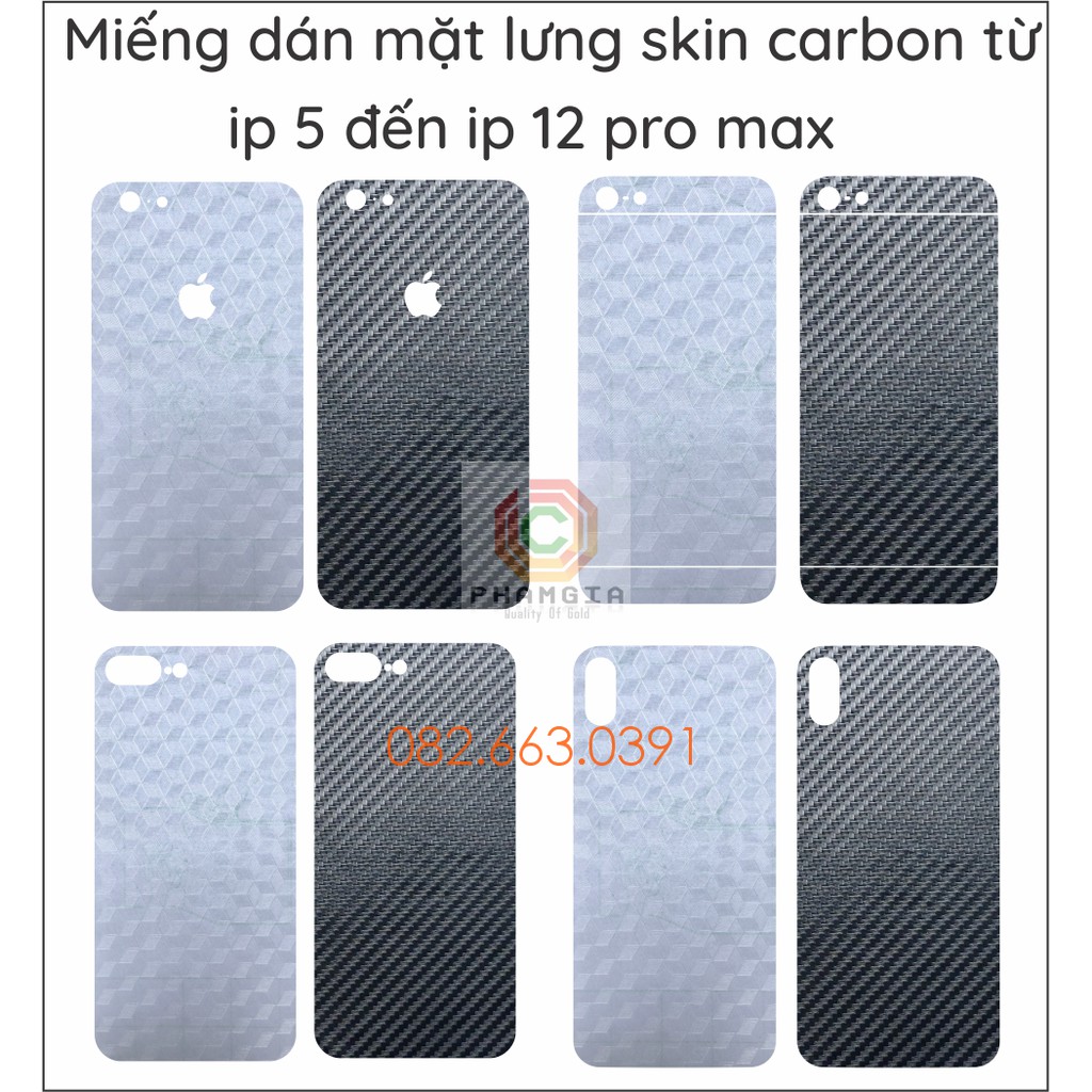 Skin Dán Cacbon 3D Full Viền IPhone 5/5s/5c/6/6P/7/7P/8/8p/x/xs/xs max/xr/ 11 11pro 11pro max / 12 12 promax 12 pro