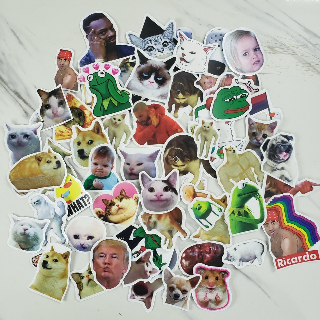 Sticker meme/ Sticker chống nước dán mũ bảo hiểm, dán điện thoại, laptop,...