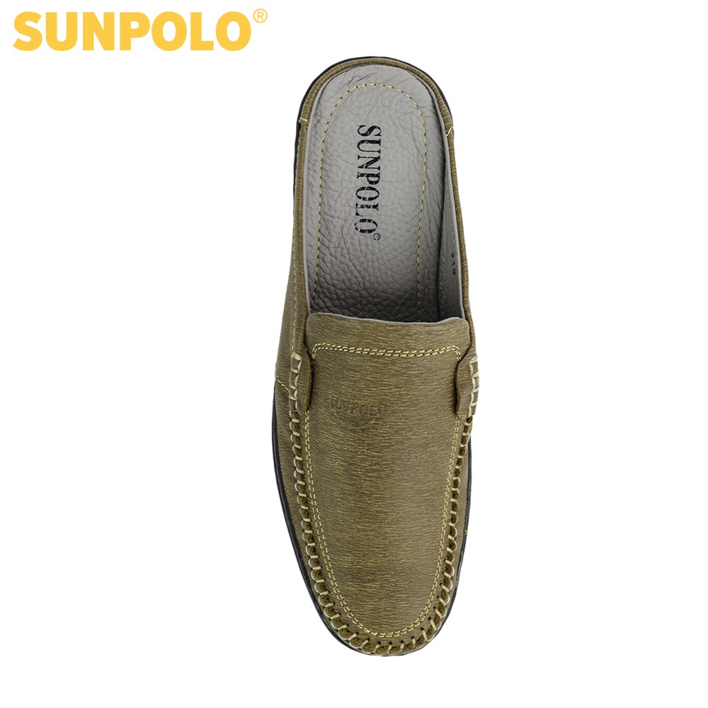 [Mã BMBAU50 giảm 7% đơn 99K] Giày Sapo Bít Mũi Nam Da Bò SUNPOLO Bò Rêu - SUSP218BRE