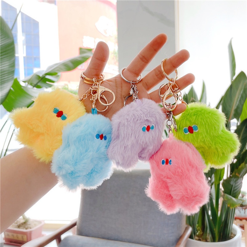 Móc Khóa Búp Bê Nhồi Bông Màu Hồng Dễ Thương