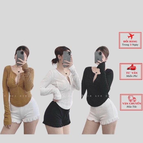 Áo thun body len tăm dài tay nữ ulzzang Hàn Quốc mùa thu đông thời trang yolo fashion