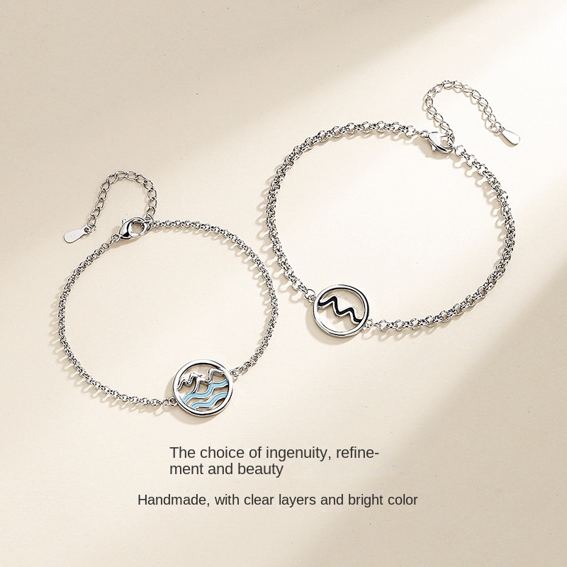 Cặp Vòng Tay Mặt Tròn Hình Núi Biển Thời Trang Cho Cặp Đôi