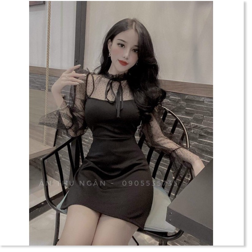 Đầm Hotgirl Tay Lưới Dịu Dàng Siêu Xinh