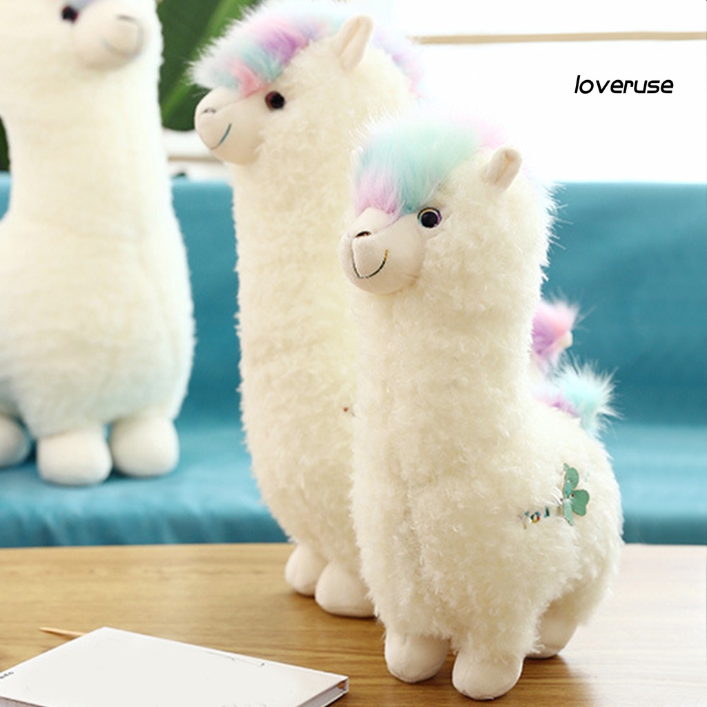 Thú nhồi bông bằng lông hình lạc đà chi tiết lông cầu vồng xinh xắn