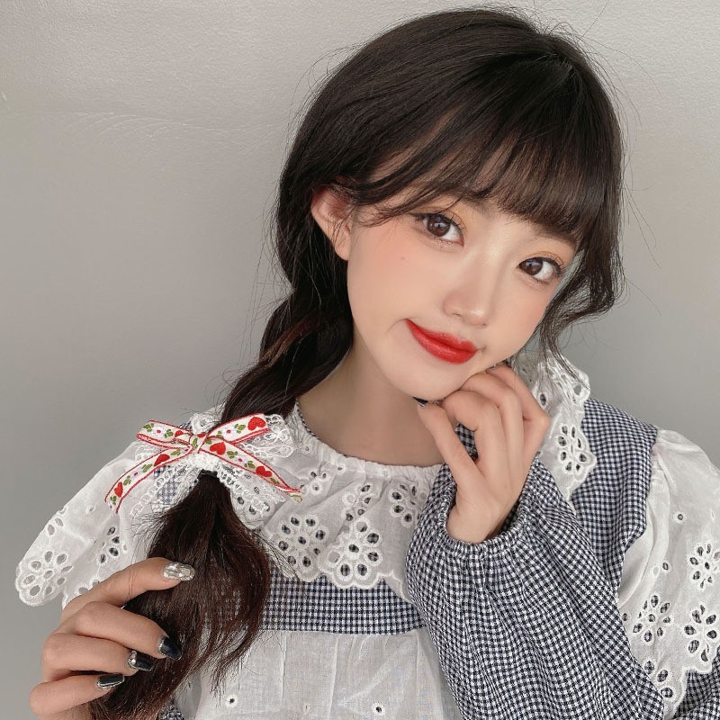 Kẹp nơ ren trắng họa tiết cổ điển KEP06