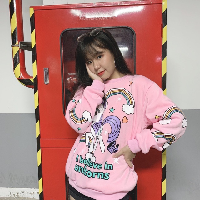 ÁO SWEATER IN NGỰA CẦU VỒNG KUTE