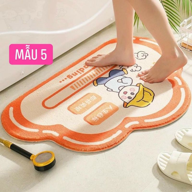THẢM lau chân 3D lông cừu họa tiết cute - Thảm lau chân siêu thấm chống trượt nhà tắm , bếp