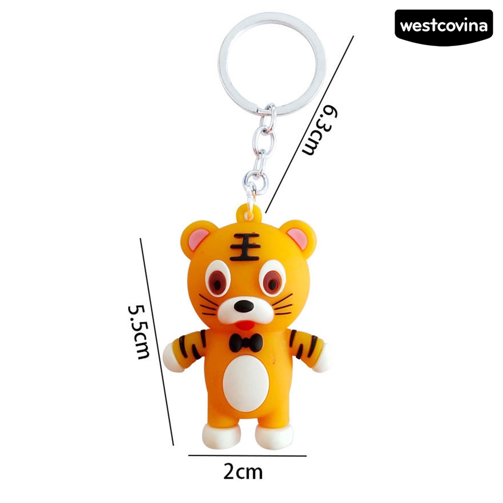Set 2 móc khóa kim loại hình hổ hoạt hình sáng tạo