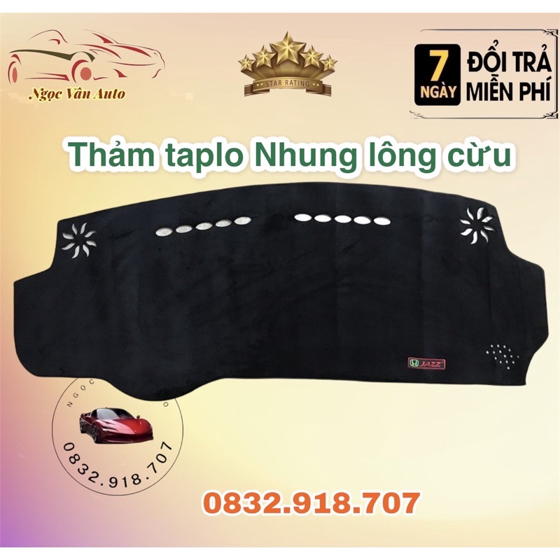 Thảm taplo nhung Honda Jazz 2014 - 2020, nhung lông cừu 3 lớp có đế chống trượt