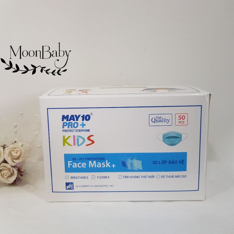 Khẩu trang y tế cho bé MAY10- Khẩu trang 3 lớp kháng khuẩn chính hãng MAY10